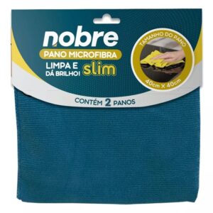 Pano de microfibra 40x40cm ( pacote c/ 2 unid.) azul Slim - Nobre