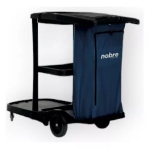 CARRO FUNCIONAL PRETO ALTA CAPACIDADE (C/TAMPA E BOLSA DE VINIL AZUL) - NOBRE