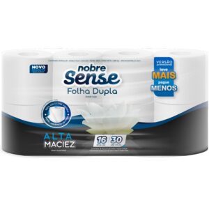 PAPEL HIGIENICO 10 X 30 VIRGEM FOLHA DUPLA C/16 NOBRE SENSE