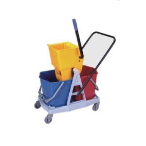 Carro p/limp. prof. 34l (balde duplo azul e verm., espremedor e alavanca/manopla azul) cinza - Nobre