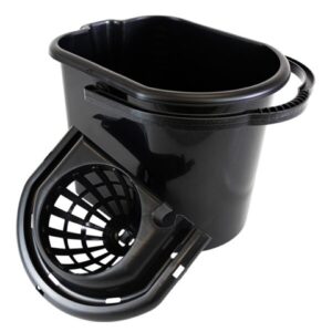 Balde plastico reforcado oval 15L c/ espremedor c/ alca preto - Nobre