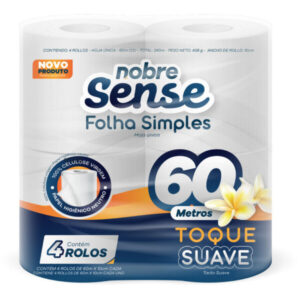 Papel higienico 10cm x60m.(fardinho c/4un celulose virgem/f.simples) - Nobre Sense