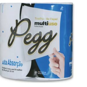 PAPEL TOALHA COZINHA PEGG FOLHA DUPLA  50 METROS PACOTE COM 2